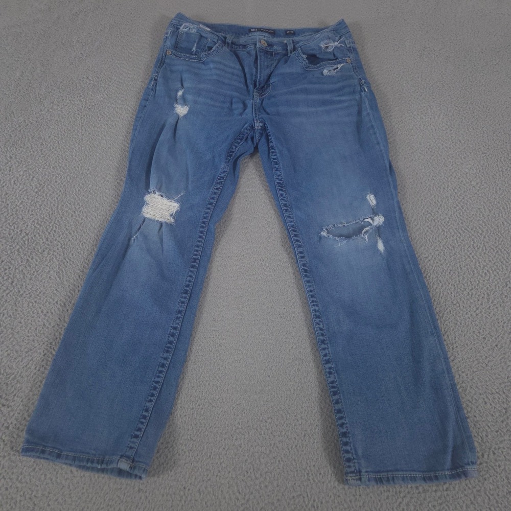 BKE Jeans Mens 36x30 Blue Tyler Straight Distressed Ripped Denim Pants‎ Preppy